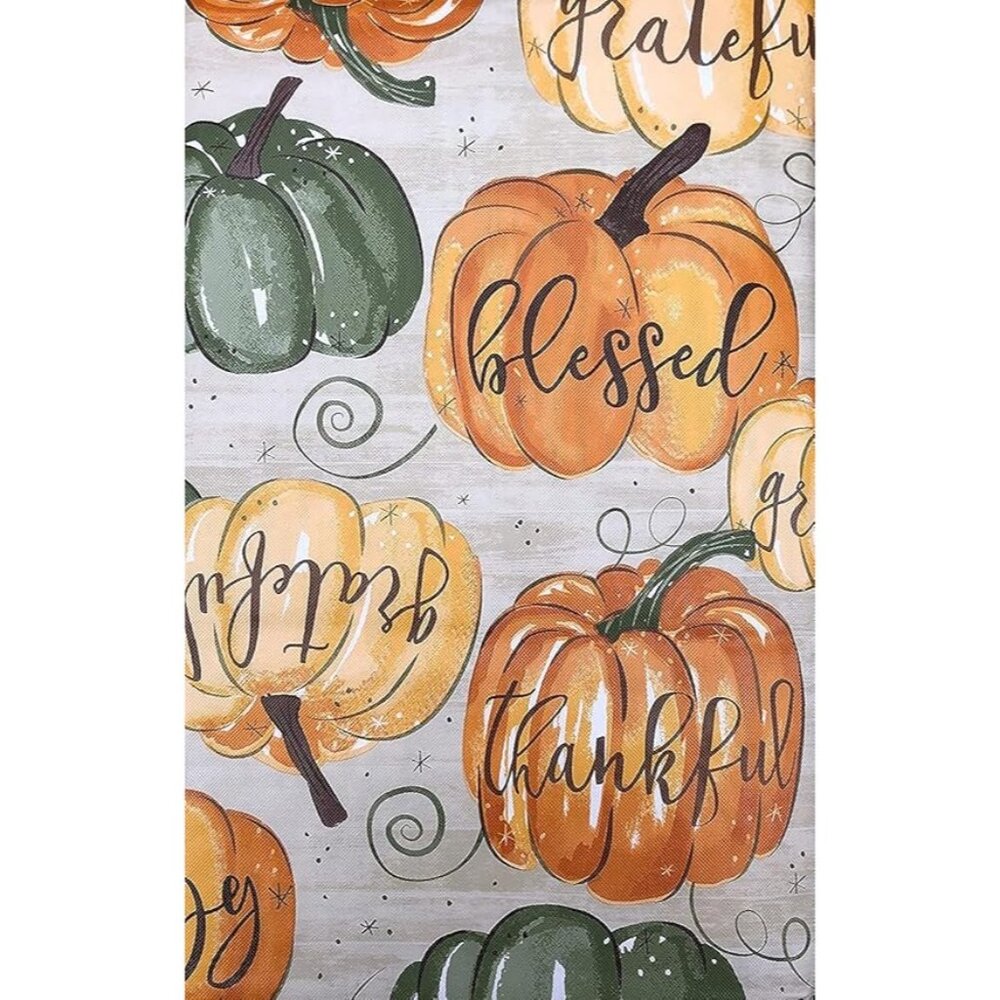 Autumn Breeze Thankful Pumpkin Vinyl Tablecloth - 52 x 70